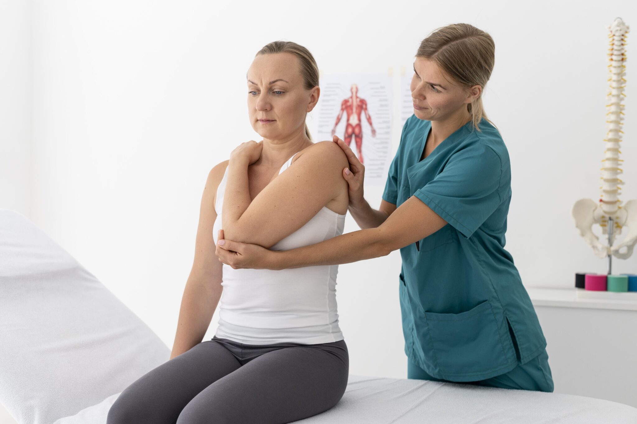 woman having physiotherapy session clinic